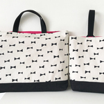 モノトーン リボン のレッスンバッグ&シューズバッグ セット