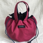 国産帆布の巾着バッグpink×navy
