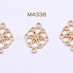 送料無料 20個 チャームパーツ 透かし六角＆六弁花 2カン 15×21mm ゴールド【20ヶ】 M4338 