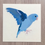 マメルリハインコのステッカー（ブルー女の子）