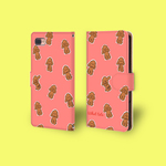 【たっぷり女子活ケース】トイプードル＠ピンク　手帳型スマホケース　iphone android ほぼ全機種対応