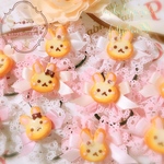 ❁︎おめかしうさクッキーのハートフリルリボン🎀ヘアゴム❁︎