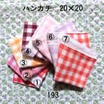 ハンカチ 20×20 色選択 チェック ダブルガーゼタオル 193