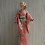 正絹中振袖帯付き4点セットピンク【1/6 ドール服 29センチ 着物】