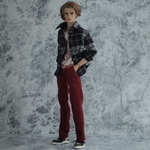 コール天パンツ4ポケットベルト仕立てダークレッド［FRHomme］