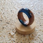 10号　メイプルバールBLUEレジン　木の指輪