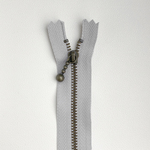 5本組 YKKファスナー 14cm  #336 シルバーグレー(金具：アンティークゴールド) 玉付き