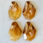 Clear White Brown Marble Heptagon Cabochons