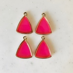 Neon Pink Triangle Gold Framed Pendant Tops