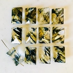 Clear Black Gold Splashed Rectangle Beads