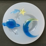お月様と惑星と流れ星シリコンモールド型・ＵＶ－ＬＥＤレジン液使用可！／型番436ーＷ