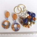 *1点限定* /ビーズ アソート/ ハンドメイド パーツ ビーズ アクリル 素材 ピアス イヤリング シェル風 オレンジ ブルー系 a-62