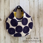 まんまるトート　あんぱん柄　ネイビー×マスタード