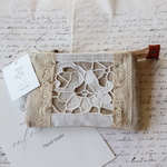 アンティークリネン*手刺繍レース*ミニポーチ*名刺入れ*カードケース