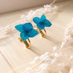 【再販】シンプルな花のイヤリング×ブルー