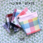 ハンカチ 20×20 色選択 チェック ダブルガーゼタオル 235