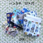 ハンカチ 20×20 色選択 電車 ダブルガーゼタオル 244