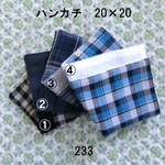ハンカチ 20×20 色選択 いろいろチェック ダブルガーゼタオル 233