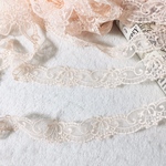 1m 綺麗 ロココ風 フラワー チュール刺繍レースブレード ライトピンクオレンジ BK191220 ハンドメイド 手芸