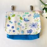 【再販3】ブルー 花柄  移動ポケット ファスナー&ループ付き