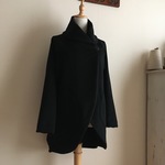 カシミヤウール黒で作ったショールカラーコート