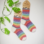 《受注生産品》秋色Rainbowの手編みのへそ丈SOCKS☆FORTISSIMA 