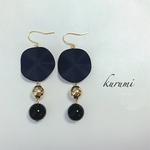 ヒラヒラ マット ネイビー✺ピアス＆イヤリング