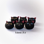 【ブローチ】黒猫ぷくぷく兄弟　羊毛フェルト
