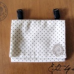 *ピンドット柄付けポケット（移動ポケット）/ティッシュケース*ホワイト