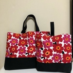 【ちょこっと訳あり値引き】ハンドメイド レッスンバッグ＆上履き入れセット 北欧風花柄