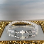 雪のクロス◇White-Chalcedony・Mother-of-pearl＋…