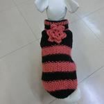 セール品！№469　ワンちゃんセーター　3Dお花のモチーフ付きボーダーセーター