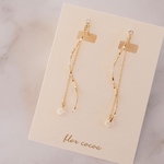 【再販2】淡水パール（白）の揺れるピアス/ノンホールピアス