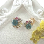 お花のおはじきアシンメトリーピアス イヤリング