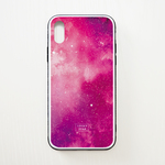 水彩の宇宙★Pink 【強化ガラス × TPUケース】iPhone8/iPhoneXR/その他iPhoneケース
