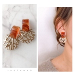 【送料無料】5色展開　透かしプレート のピアス/イヤリング