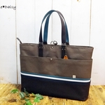 【ku様専用】№1183 倉敷帆布フルートスタディリュック～スモーキーブラウン×シアンブルー×サラシ×セルリアンブルー×ダークブラウン