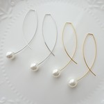 シルバー ゴールド パールキャッチ&ワイヤーループピアス シンプル アメリカンピアス フープピアス パール