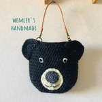 おとぼけクマのお散歩バッグ/ニットバッグ/手編みバッグ/毛糸バッグ/冬バッグ