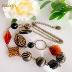 *ブラック×琥珀色*のネックレス