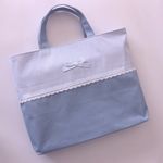 トートバッグ　ライトブルー×水色ストライプ