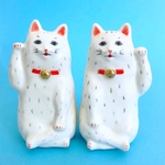 長毛種の招き猫ペア