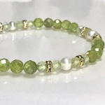 ペリドット×プレナイト×淡水パール 天然石ブレスレット