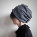 ターバンな帽子　グレー+黒