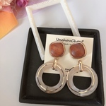 ウッドボタンピアス♡