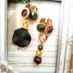 ☆Vintage☆ブラウン×カーキな大ぶりアシメピアス/イヤリング