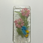 ＊清少納言の贈り物＊iPhone5/5S用 スマホケース 押し花 キラキラ レジン コーティング＊金粉＊小鳥 千鳥草＊
