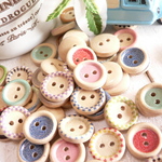 【#296】 13mm ボタン ウッド 手芸 カラフル ３０個