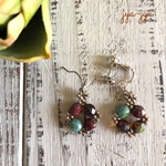 【新春SALE】beads earrings - turquoise picasso 