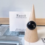 onyx stainless ring 天然石 オニキス14mm リング サイズフリー